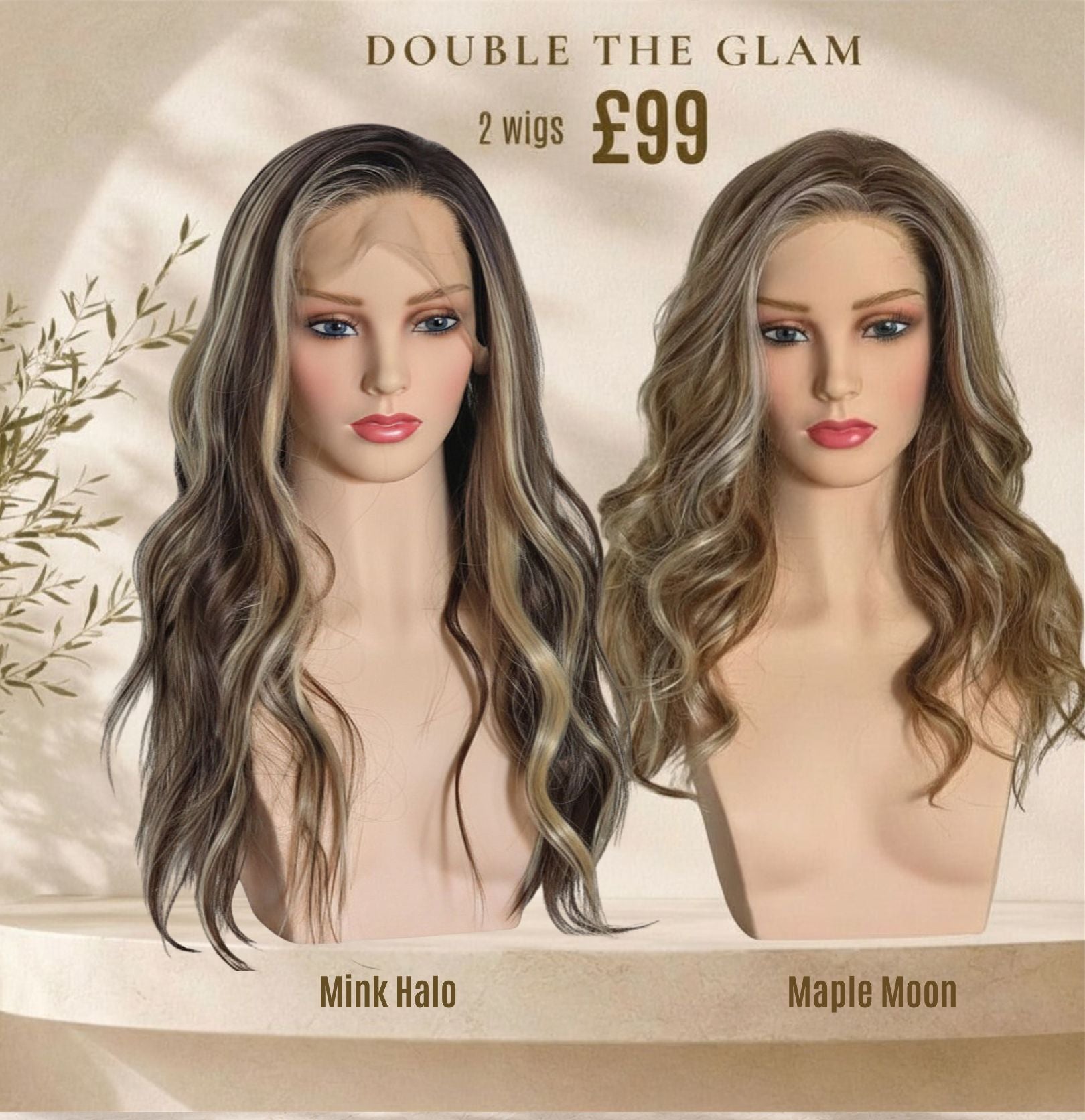 2 Wigs for £99 - Mink Halo and Maple Moon